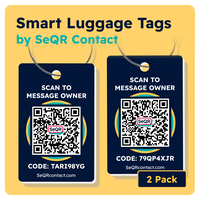 Smart Luggage Tags (Navy 2-Pack) | Keeps Personal info Private With Durable Privacy QR Code | Use with Away GPS Bag Locator &...