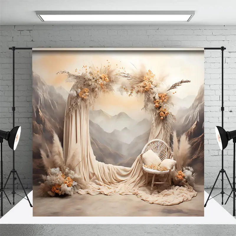 Mountain Wall Arch Curtain Boho Wedding Backdrop - Aperturee