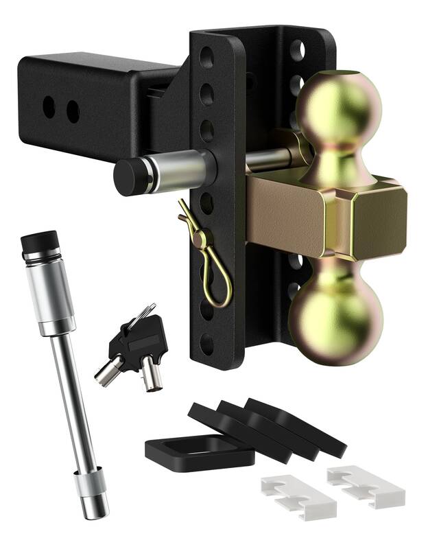Garvee Adjustable Trailer Hitch Solid Hitch, Fits 2 & 2.5-Inch Receiver, 6-Inch Drop Hitch, Steel Tow Balls 2 & 2-5/16, 20,0...