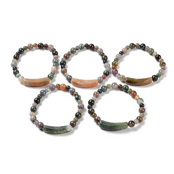 Natural Indian Agate Stretch Bracelets