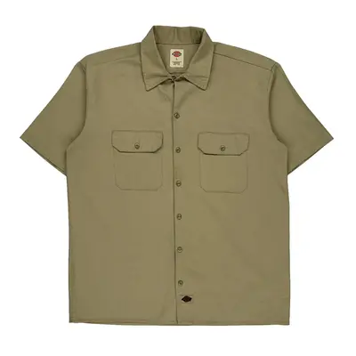 Dickies Short Sleeve Shirt - Large Khaki Polyester Blend | Size: large
