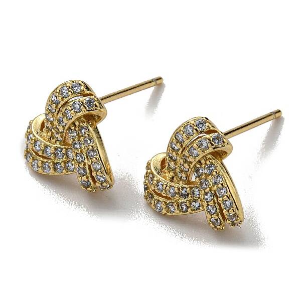 Rack Plating Brass Triangle Stud Earrings with Cubic Zirconia
