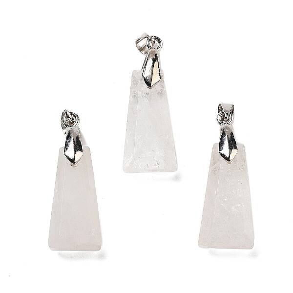 Natural Quartz Crystal Faceted Pendants