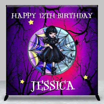 Black Dress Girl Night Custom 12th Birthday Backdrop - Aperturee