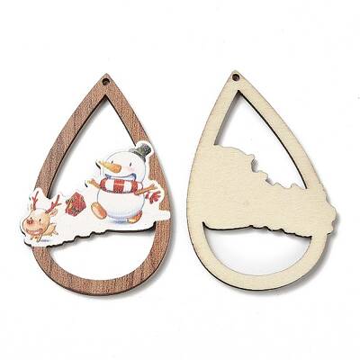 Single Face Christmas Printed Wood Big Pendants