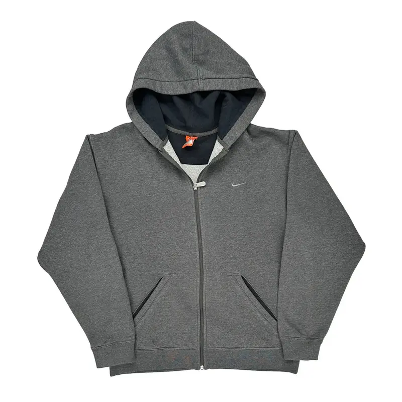Nike Hoodie - Large Grey Cotton Blend