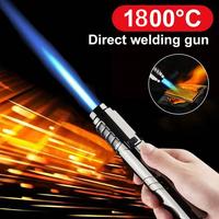 1800° High Temperature Spray Gun Butane Gas Lighter Metal Outdoor Windproof Blue Powerful Flame Blowtorch Jet Lighter Weldin...