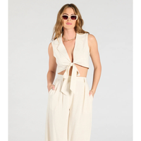 Beachy Chic Tie-Front Vest With Linen