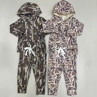 Kids clothing toddler boy outfit  camo boy winter pants set camouflage clothes toddler hoodies set