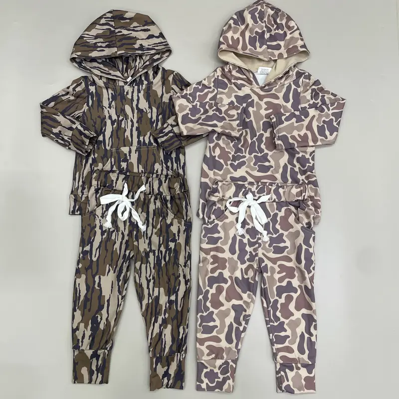 Kids clothing toddler boy outfit  camo boy winter pants set camouflage clothes toddler hoodies set