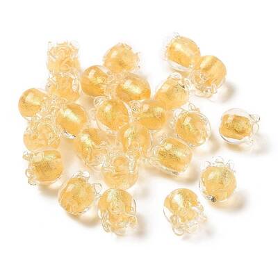 Handmade Gold Foil Lampwork Glass Beads