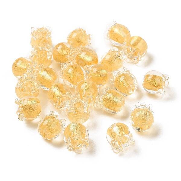 Handmade Gold Foil Lampwork Glass Beads