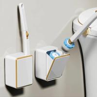 Wall Mounted Toilet Brush Set, 1 Count 360 Degree Rotatable Toilet Brush with Replacement Head, Bathroom Cleaning Tool for De...