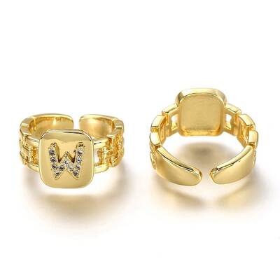 Brass Micro Pave Clear Cubic Zirconia Cuff Rings
