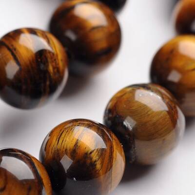 Round Natural Tiger Eye Gemstone Bead Strands