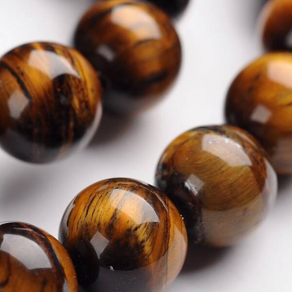 Round Natural Tiger Eye Gemstone Bead Strands