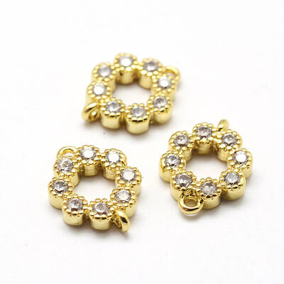 Brass Micro Pave Grade AAA Cubic Zirconia Links