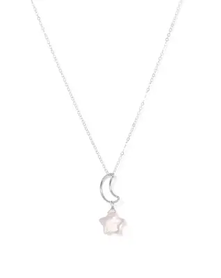 Lunastar Necklace | Metal Color: Silver | Color: Light Pink
