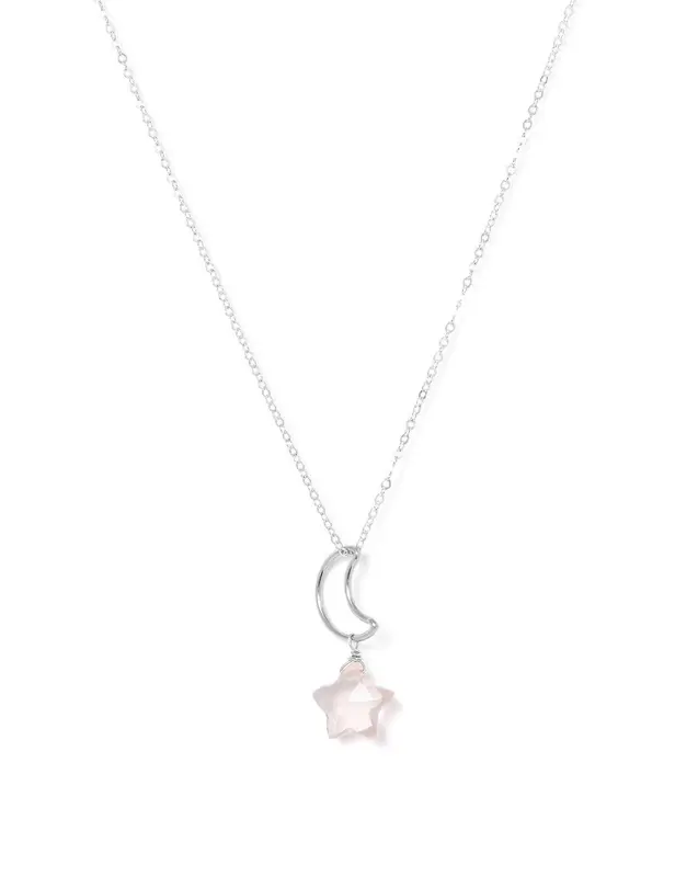 Lunastar Necklace | Metal Color: Silver | Color: Light Pink