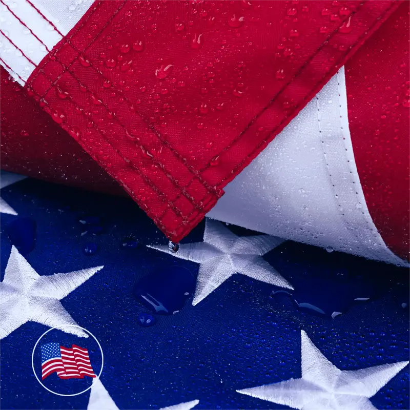 American Flag,Longest Lasting,Embroidered Stars Sewn Stripes, Brass Grommets,Durable Waterproof-Resistant USA Banners for Pat...