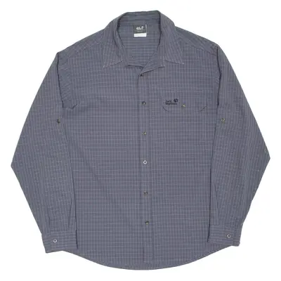 JACK WOLFSKIN Mens Shirt Grey Check Long Sleeve XL