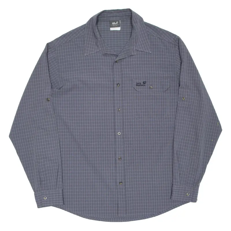 JACK WOLFSKIN Mens Shirt Grey Check Long Sleeve XL