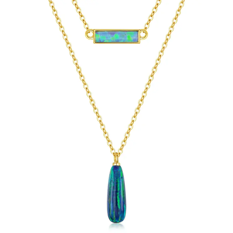 14K Gold Opal Pendant Necklace