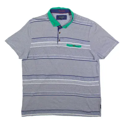 TED BAKER Mens Polo Shirt Blue Striped M