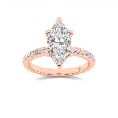 Aurelia Three Quarter Coverage Hidden Halo Marquise Lab Grown Diamond Engagement Ring | 14K Rose Gold 4 CT. TW.