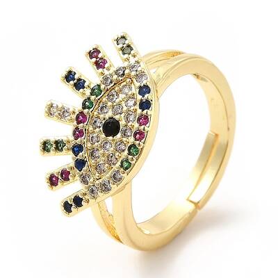 Colorful Cubic Zirconia Adjustable Ring