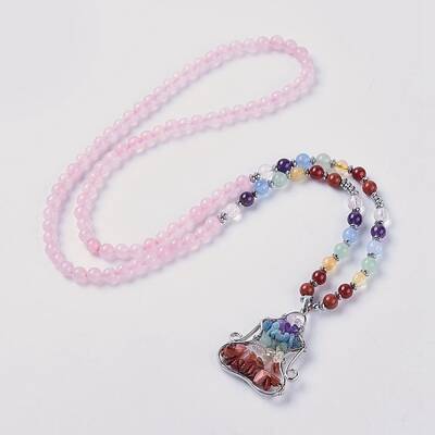 Natural Rose Quartz Pendant Necklaces