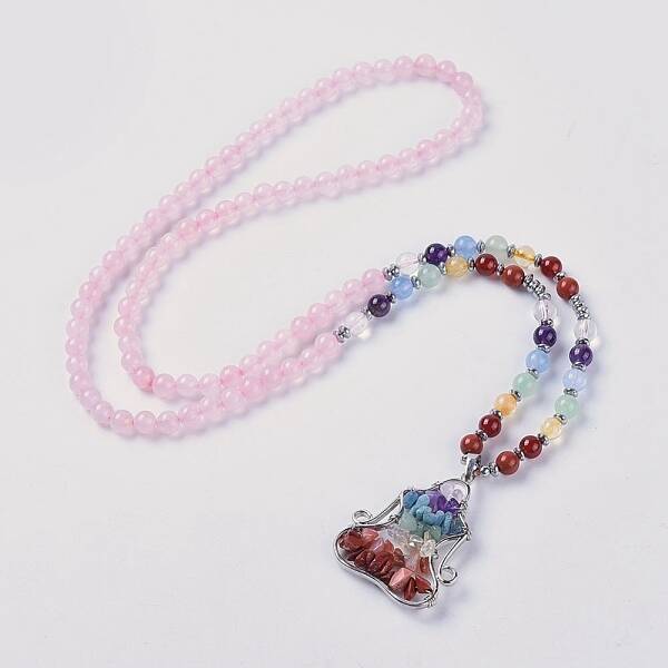 Natural Rose Quartz Pendant Necklaces