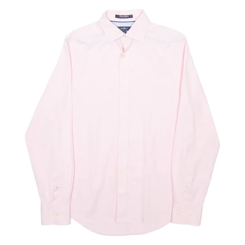 GANT Mens Plain Shirt Pink Long Sleeve M