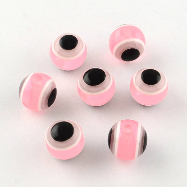 Round Evil Eye Resin Beads