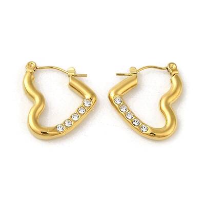 304 Stainless Steel Pave Crystal Rhinestone Hoop Earrings for Women