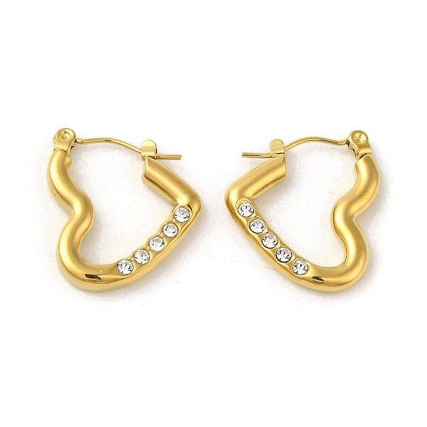 304 Stainless Steel Pave Crystal Rhinestone Hoop Earrings for Women