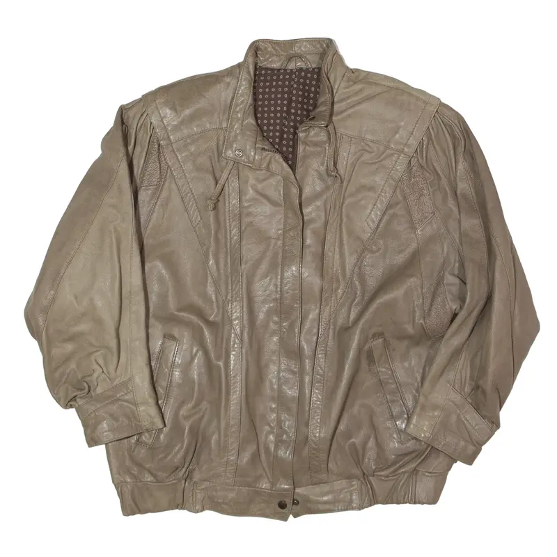 Leather Look Jacket Brown 90s Womens L