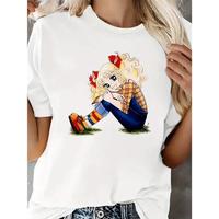Women's Cute Cartoon Character Print T-Shirt – Casual, Sporty,All-Season Comfort, Black with Blonde Graphic Top Womenswear ...
