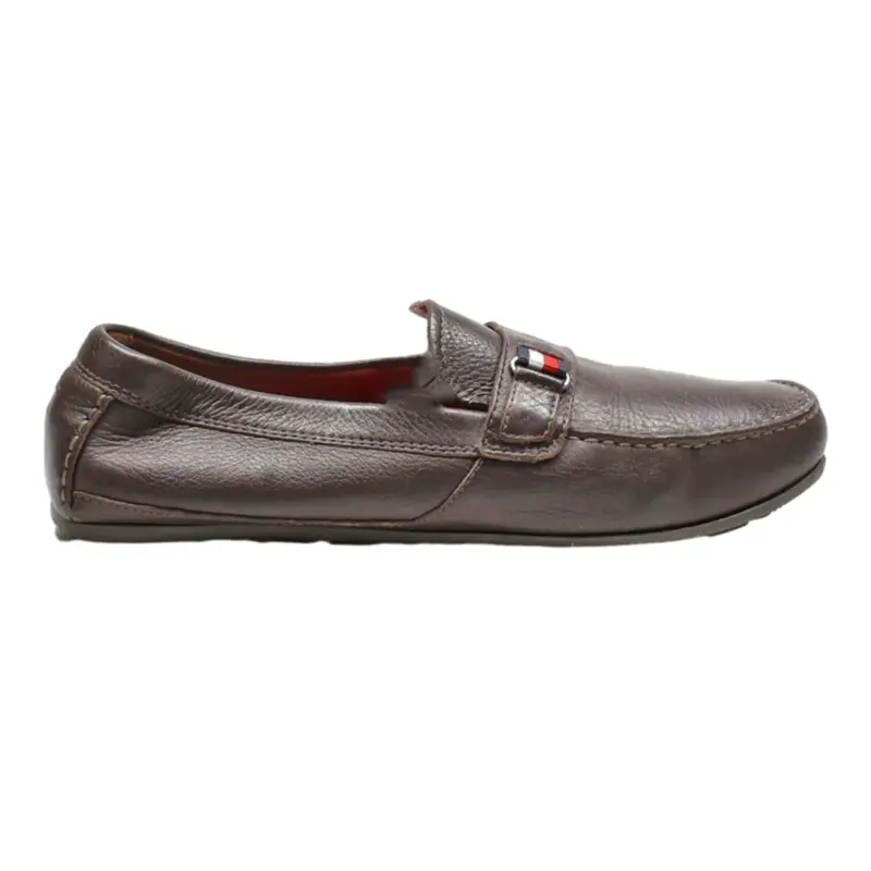 TOMMY HILFIGER Loafer Shoes Brown Leather Mens UK 8