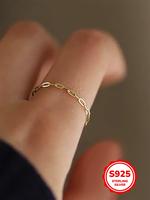 S925 Sterling Silver Simple Chain Ring, Fashion Accessories for Women & Girls, Trendy All-match & Exquisite Jewelry for Birth...