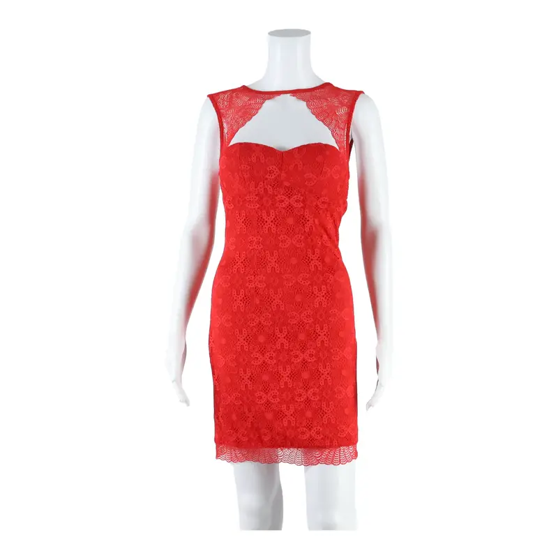 GUESS Womens Bodycon Dress Red Sleeveless Short S