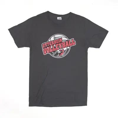 JERZEES Otterbein Volleyball Sports T-Shirt Grey USA Short Sleeve Womens S