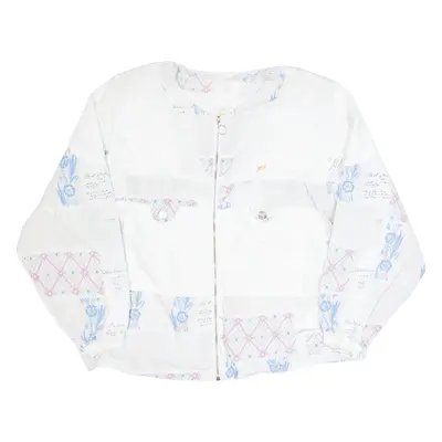 CHEVRON Womens Track Jacket White 90s Floral L