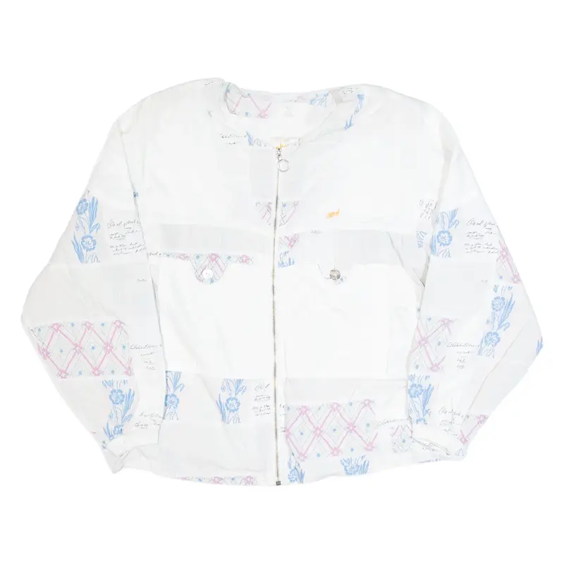 CHEVRON Womens Track Jacket White 90s Floral L