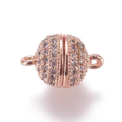 Brass Micro Pave Cubic Zirconia Magnetic Clasps with Loops