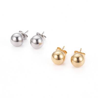 304 Stainless Steel Ball Stud Earrings