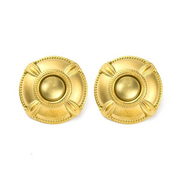 Ion Plating(IP) 304 Stainless Steel Flat Round Stud Earrings