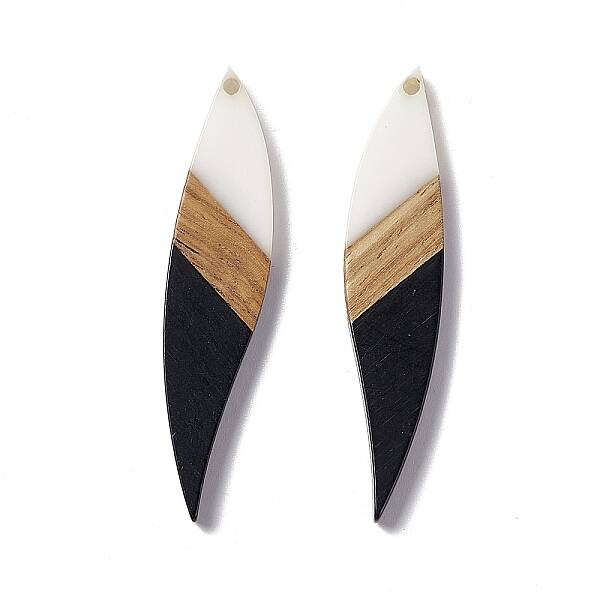 Opaque Resin & Walnut Wood Big Pendants