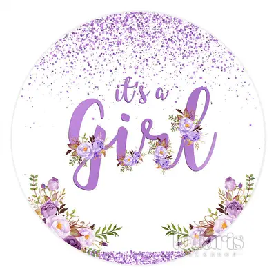 Aperturee Violet Flowers And Dots Circle Baby Shower Backdrop | Circle Party Backdrop | Baby Shower Round Backdrop | Baby Sho...