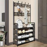 Multi Functional Shoe And Jacket Metal Rack -23.62inchDetachable Hooks, Multiple Lavers, Independent StorageSpace, Suitable F...